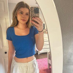 Royal Blue Hollister Ribbed Seamless Fabric Neck Top